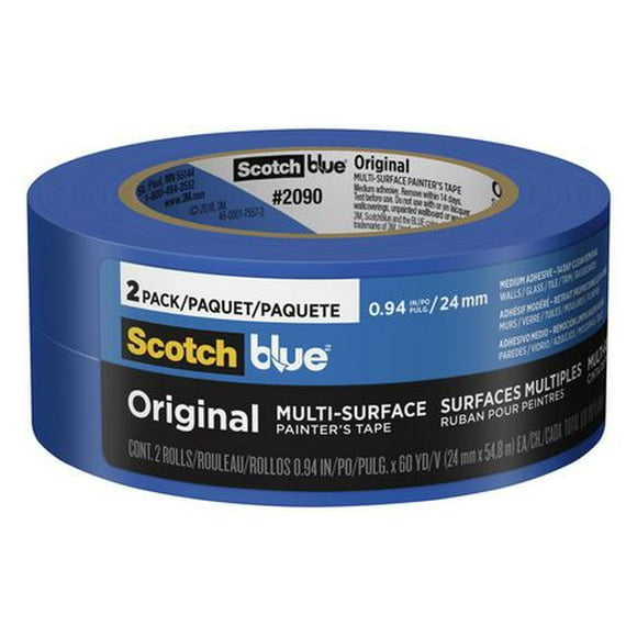 Ruban pour peintres pour surfaces multiples 2090 ScotchBlue(MC) original, 2 Paquet 24 mm x 54.8 m