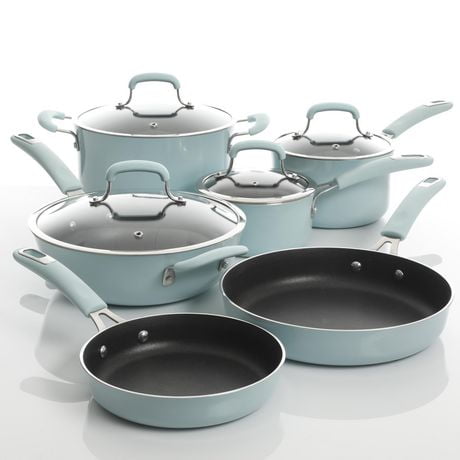 Kenmore Elite Andover 10-Piece Nonstick Cookware Set, Glacier Blue