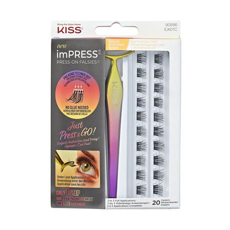KISS ImPRESS Press-On Falsies Eyelashes, Natural, 20 Clusters, ImPRESS Press-On