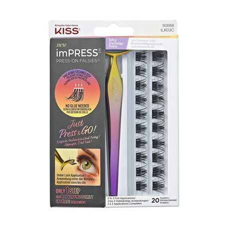 KISS ImPRESS Press-On Falsies Eyelashes, Spiky, 20 Clusters, ImPRESS Press-On