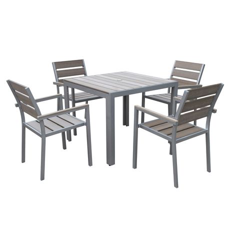 Corliving Gallant Sun Bleached Grey Outdoor Dining Set Walmart