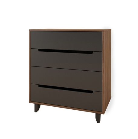 Nexera Alibi 4-Drawer Walnut and Charcoal Chest | Walmart Canada