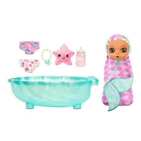 BABY born Surprise Mermaid Surprise-Baby Doll with Purple Towel