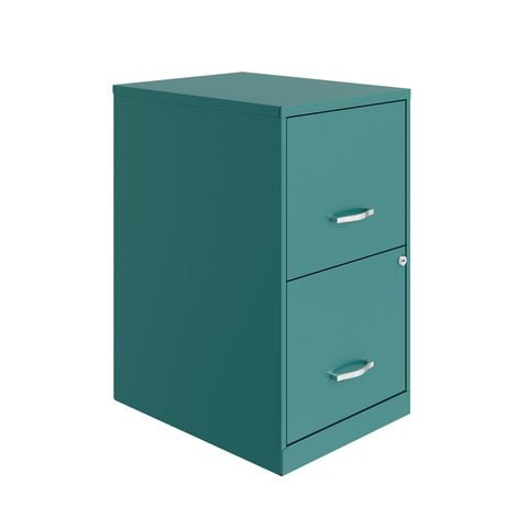 Space Solutions 18 inch 2 Drawer Metal File Cabinet, Teal