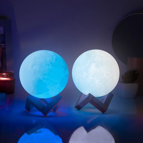 Merkury Innovations Light Up LED Earth + Moon Lights - 2 Pack, Realistic 3D Moon/Earth Lights