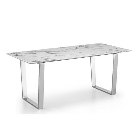 Marble Dining Table Rectangle 63 In, Marble And Chrome Dining Table