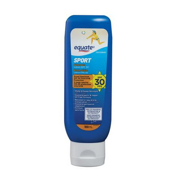 Equate Travel Size Sport SPF 30 Sunscreen Lotion, 100mL