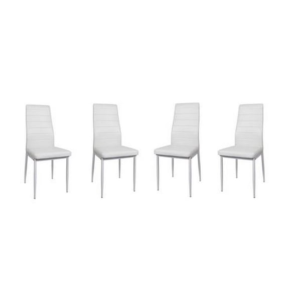 K-Living Nash White PU Upholstered Chairs with Sturdy Metal Legs (4 Chairs Per Box)