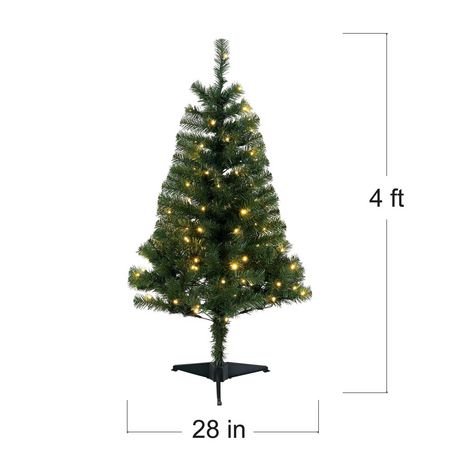 Holiday Time 4' Pre-Lit Regular Full Pine Christmas Tree - Green | Walmart Canada