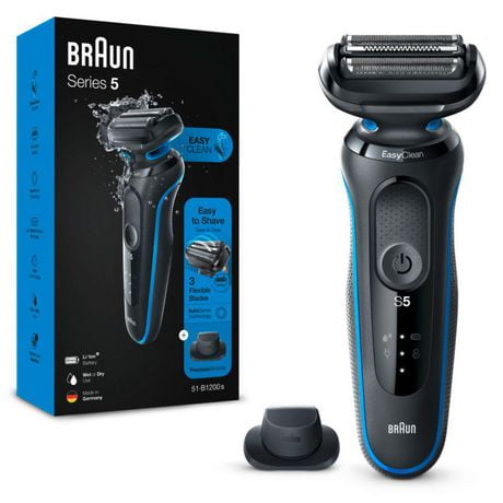 Braun Series 5 5018s Electric Shaver with Precision Trimmer, Wet & Dry, Rechargeable, Cordless Foil Shaver, Blue, 1 CT