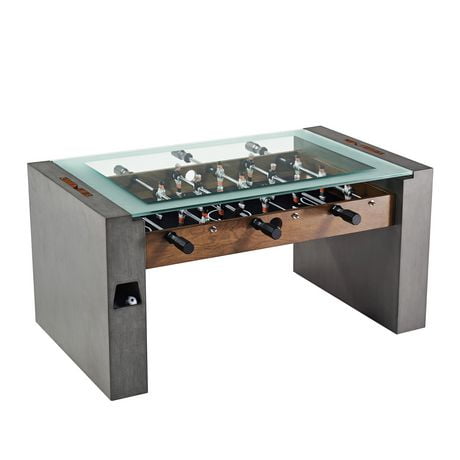 Barrington Urban Collection Foosball Table with Tempered Glass for Coffee Table Design Soccer Table Accessories Included