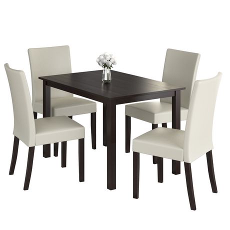 CorLiving Atwood Dining Set with Cream Leatherette Seats | Walmart Canada