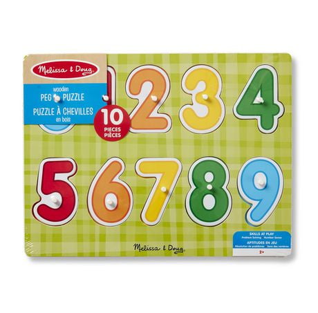 Melissa & Doug Wooden Lift & See 1-2-3 Numbers Peg Puzzle – 10 pcs ...