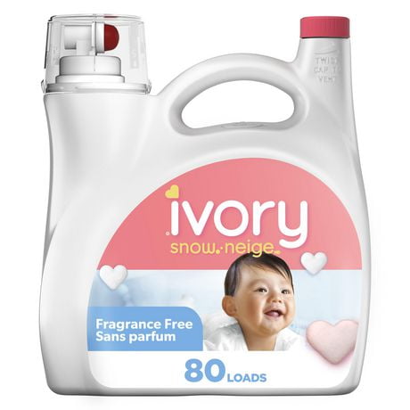 Détergent à lessive liquide Ivory Neige pour bébé, sans parfum et hypoallergénique