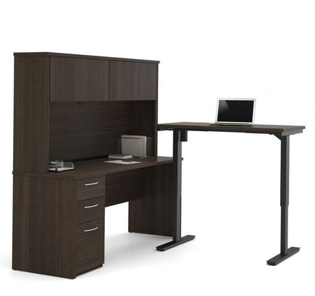 Bestar Embassy Height Adjustable L-Desk with Hutch | Walmart Canada