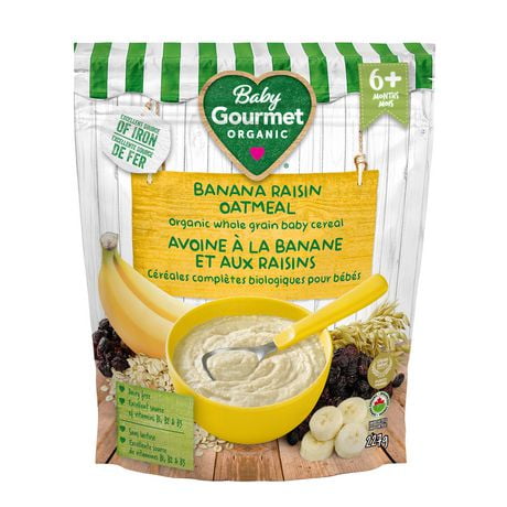 Baby Gourmet Organic Cereal Banana Raisin Oatmeal, Organic whole grain baby cereal - 227 g