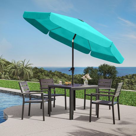 Corliving Ppu 260 U 10 Ft Tilting Patio Umbrella In Turquoise Blue