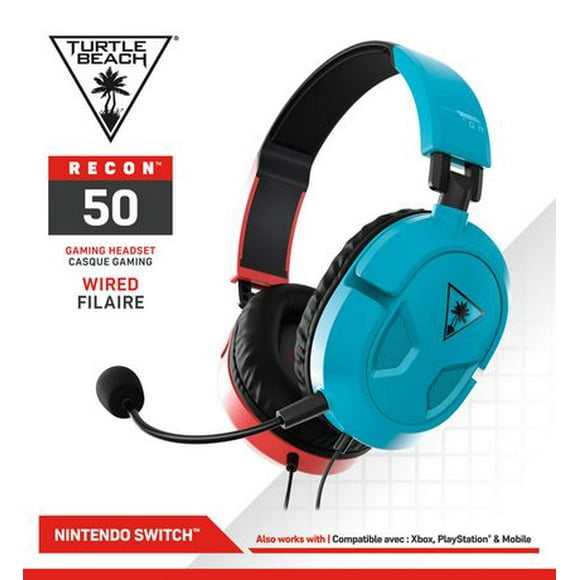 Turtle Beach® Recon 50 Red/Blue Gaming Headset for Nintendo Switch™1 | Xbox Series X, Xbox Series S & Xbox One | PS5™, PS4™, PS4™ Pro | PC & Mobile with 3.5mm Connection