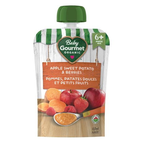 Purée biologique pommes, patates douces et petits fruits de Baby Gourmet Purée - 128 mL