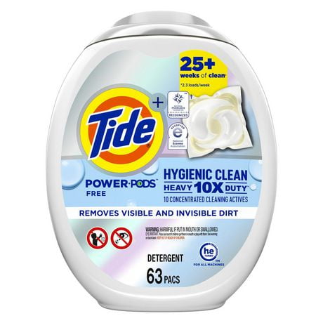 Tide Hygienic Clean Heavy Duty 10x Free Power PODS Laundry Detergent, 63 Count