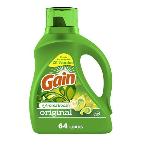 Gain + Aroma Boost Liquid Laundry Detergent, Original Scent, 64 Loads, 2.72L