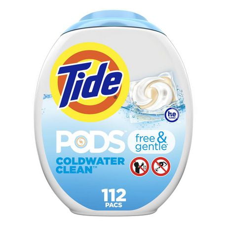 Tide PODS Free and Gentle Laundry Detergent pacs, Free & Gentle Scent, 112 Count