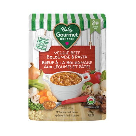 Plat préparé biologique bœuf à la bolognaise aux légumes et pâtes de Baby Gourmet Purée - 128 mL