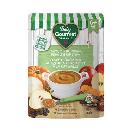 Baby Gourmet Organic Meal Autumn Pumpkin Pear & Beef Stew, Puree - 128 mL