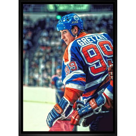 Frameworth Wayne Gretzky 20x29 Oilers en toile encadrée sur banc