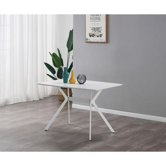 K-Living Nash White Anti Scratch, Powder Coated Metal Dining Table