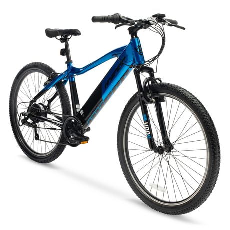 Hyper 26" 36V Electric Mountain Bike for Adults, Pedal-Assist, 250W E-Bike Motor, Blue