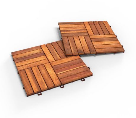 Acacia Wood Deck Tiles Pack Of 10, Eco Friendly Deck Tiles