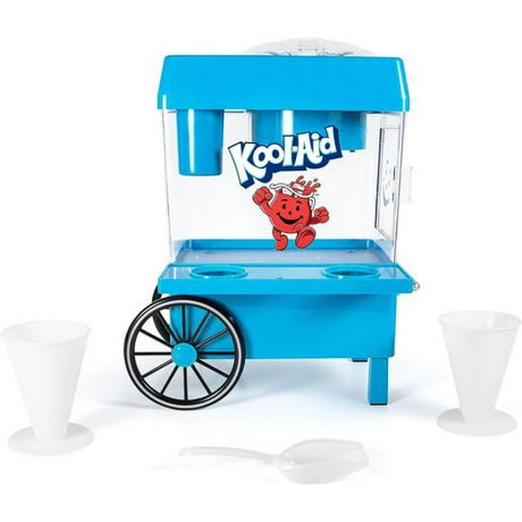 Nostalgia Kool-Aid Snow Cone Shaved Ice Machine - Retro Table-Top Slushie Machine Makes 20 Icy Treats - Includes 2 Reusable Plastic Cups & Ice Scoop - Blue