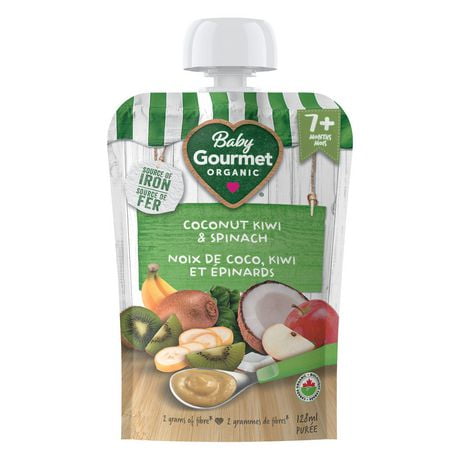 Baby Gourmet Organic Puree Coconut, Kiwi & Spinach, Puree - 128 mL