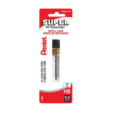 Hi-Polymer Super Mines de Recharge, 12 Mines par Tube, HB, 0,5mm, 1PC Paque