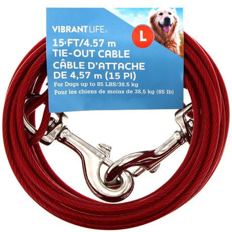 Câble d’attache de 4,57 m (15 pi) Vibrant Life 4,57 m (15 pi)<br>Pour les chiens de moins de 38,5 kg (85 lb)