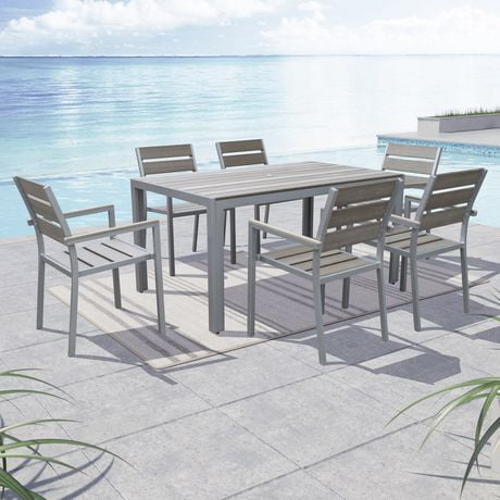 corliving gallant sun bleached grey square outdoor dining table