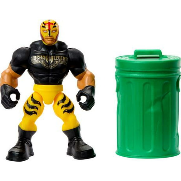 WWE Knuckle Crunchers Rey Mysterio Action Figure & Accessories, Bone-Crunching Movement, 3.25-inch