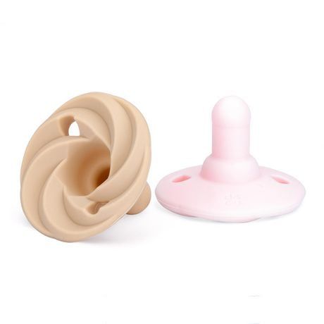 Doddle & Co - Bébé, nourrisson - Sucette en silicone Holland Pop - Étape 1 - Forme naturelle - Paquet de 2 - Gâteau fard à joues / Smash