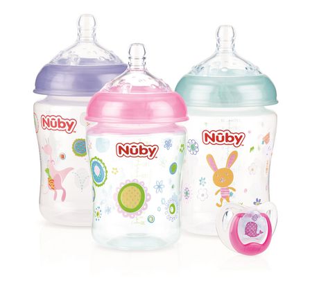 Nuby Natural Touch Pack of 6 Bottles 330ml PINK 