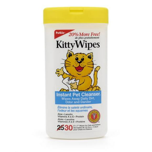 Petkin Kittywipes - 30ct, KittyWipes keep you cat clean and healthy everyday without water or rinsing.