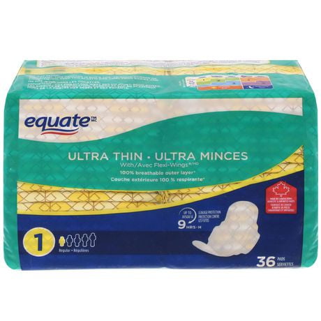 Equate Ultra Thin Regular Maxi Pads with Flexi-Wings, 36 count pack
