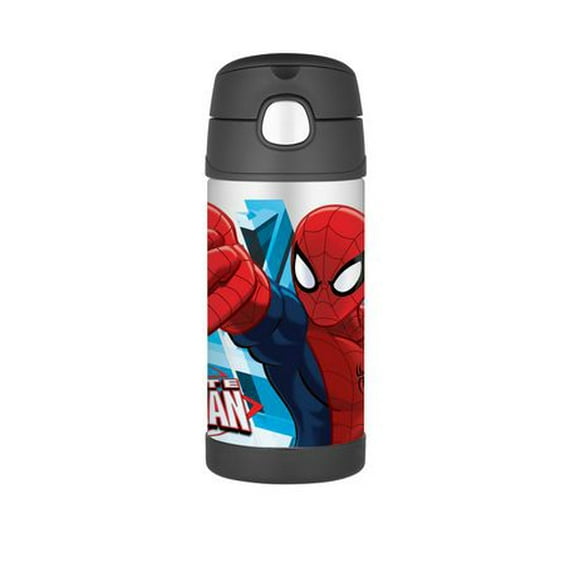 Thermos Funtainer Vacuum Insulated Stainless Steel 12 Oz Bottle, Spiderman, 12 Oz, Black