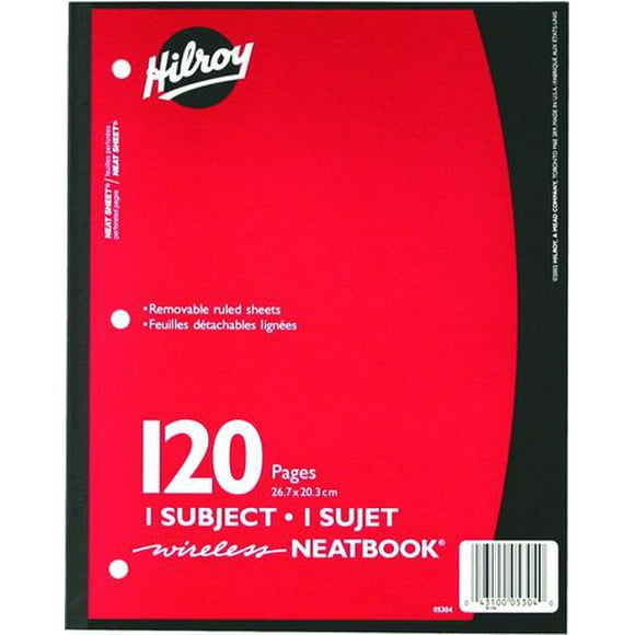 Hilroy Neatbook®, 1 Subject, 120 Page, 10-½ X 8, Assorted Colours, 120PG WIRELESS NOTBK