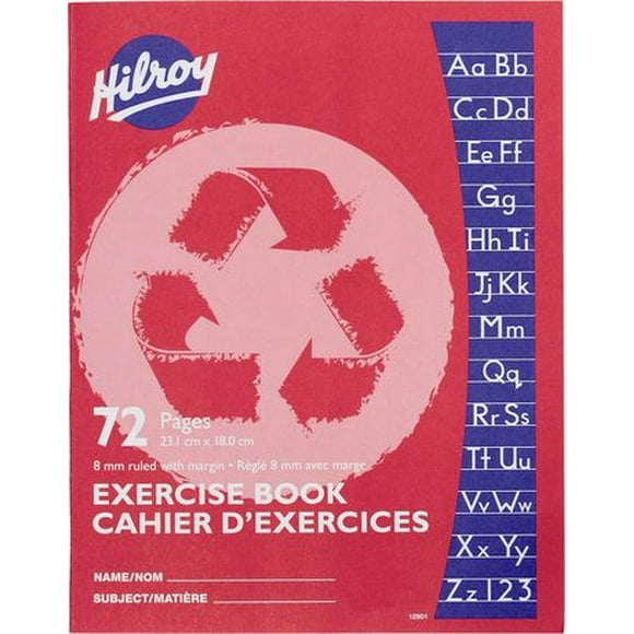 Hilroy Recycled Exercise Books, 72 Pages, 8mm w/margin, 9-1/8 X 7-1/8, 72 Page, Hilroy Recycled Exercise Book, 7 pages