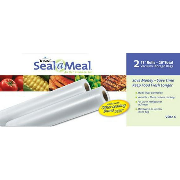 Seal-a-Meal Vacuum Sealer Bags, Rolls for Airtight Food Storage and Sous Vide, 11" x 9', 2 Pack