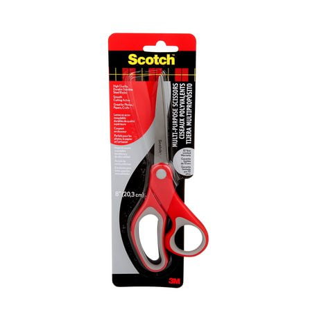 Scotch® Multi-Purpose Scissors, 1428, red, 20.3 cm (8 in), 1 Pair Per Pack