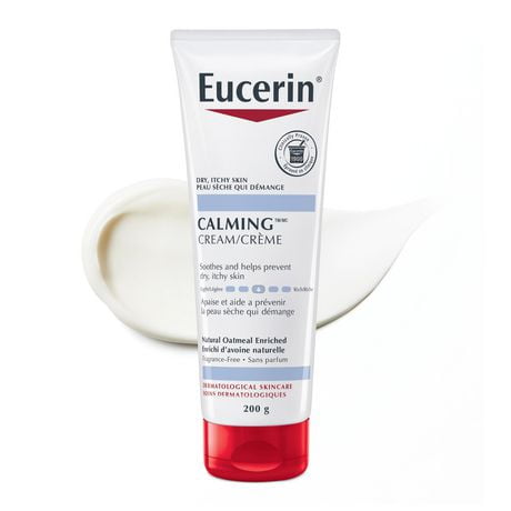 EUCERIN Calming Daily Moisturizing Cream for Itchy Dry Skin | Body Cream with Natural Oatmeal | Fragrance-free | Non-Greasy | Recommended Brand by Dermatologists, 200mL tube