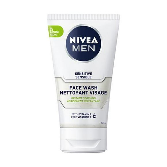 NIVEA MEN Sensitive Skin Face Wash, Mild Soap Free Cleanser with No Drying Alcohol, Men's Face Wash Enriched with Chamomile and Vitamin E for Sensitive Skin, 150 mL