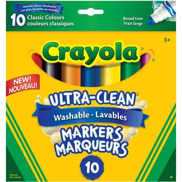 Crayola 10+2 Washable Markers, Crayola Washable Markers are now ULTRA WASHABLE! Washable from skin, clothing and now from walls! Washability you can trust from the world's most washable marker!